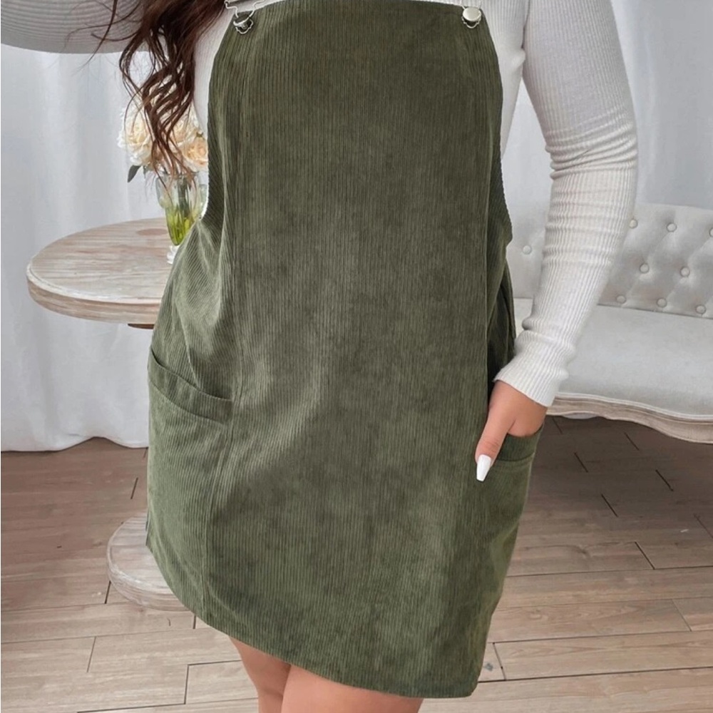 SHEIN Olive Green Corduroy Dress